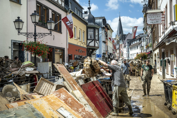 The clean up is under way following severe flash flooding in Bad Neuenahr-Ahrweiler, Germany.