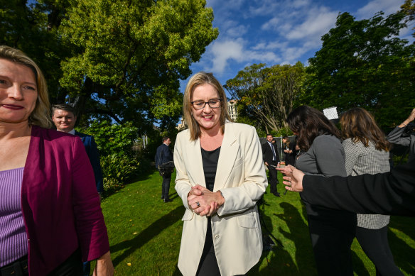 Jacinta Allan at a media conference on Wednesday.