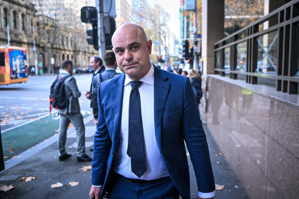 Lawyer Glenn Thexton arriving Melbourne Magistrates’ Court on Thursday.