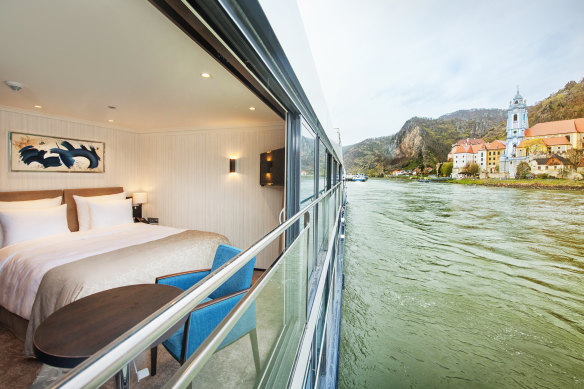 One of the 50 Panorama suites on Tapestry II, dispensing with a balcony to extend the floor space.