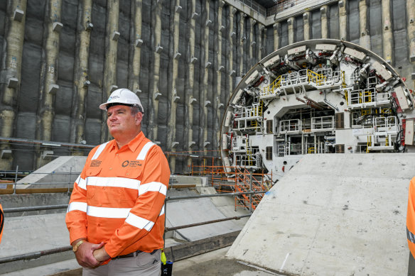 North East Link chief executive Duncan Elliott at the Watsonia tunnelling launch site last week.