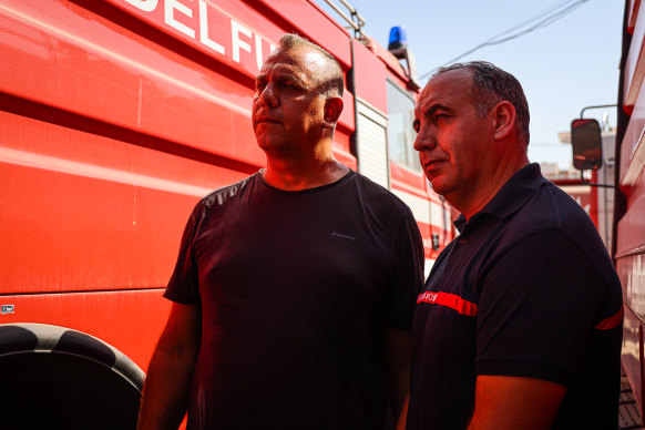 Beirut Fire Brigade lieutenant Michel el-Murr (left) wants justice for his fallen colleagues.