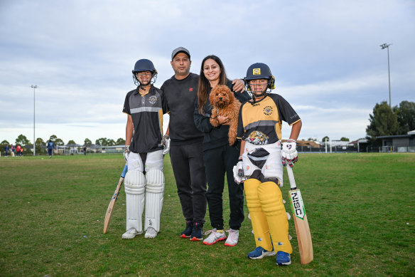 Reeve Bal Pannu with his dad Bunty, mum Ruby, 11-year-old brother Reeyo and their dog Reeco.