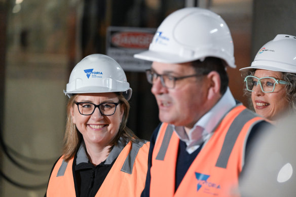 Then premier Dan Andrews and then minister for transport Jacinta Allan at a Metro Tunnel site in July.