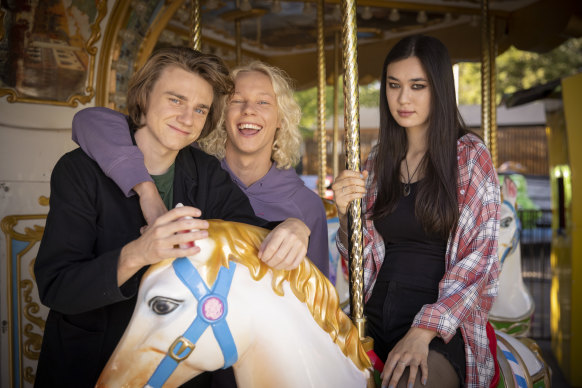 Henry Strand, Stacy Clausen and Hannah Ogawa in Crazy Fun Park.