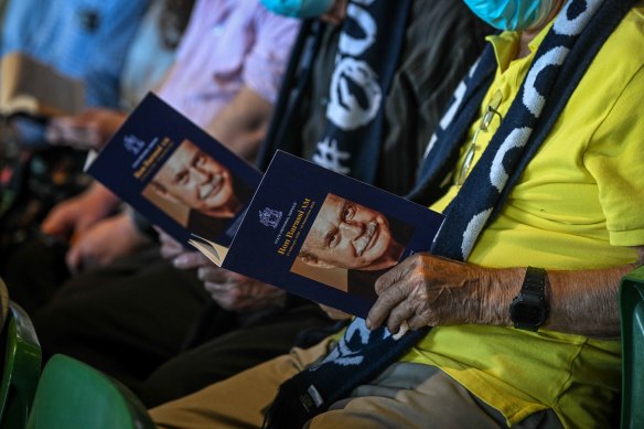 Mourners at the state memorial service for AFL legend Ron Barassi.