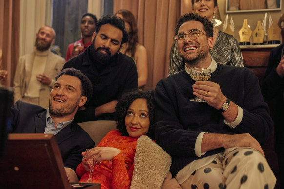 Jamael Westman, Himesh Patel, Ruth Negga and writer/director/producer Daniel Levy in Good Grief. 