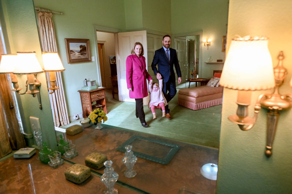 Mooramong homestead caretakers Brodie and Heath Morrison live on the property with their daughter, Jasmine.