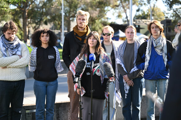 Students at Monash University who say they are being threatened with expulsion over the protests.