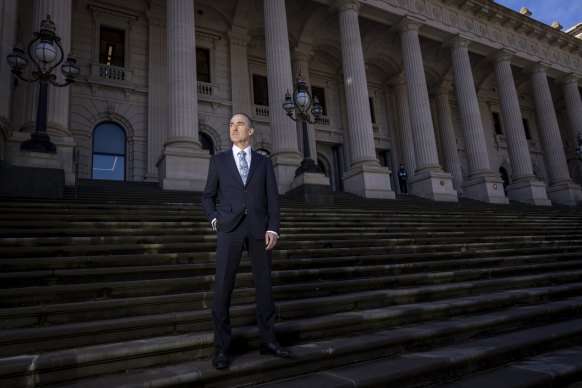 Victorian Information Commissio<em></em>ner Sven Bluemmel outside state parliament on Friday.