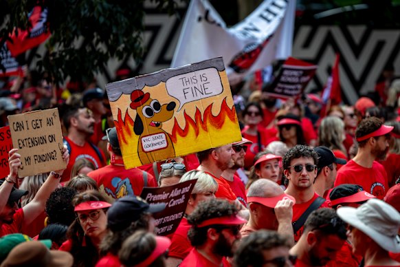 Crowds were told parents and the public understood the reason for the strike.