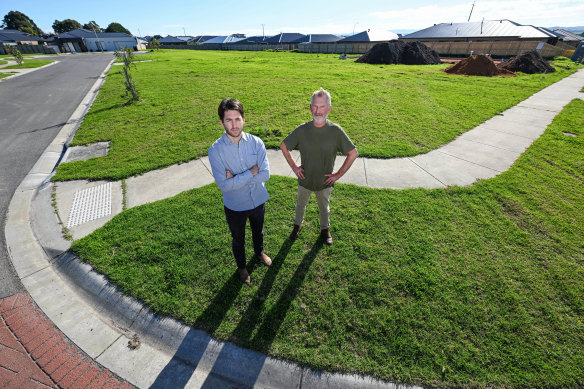 Liam Martin at his Wonthaggi property with his father, Darren. 