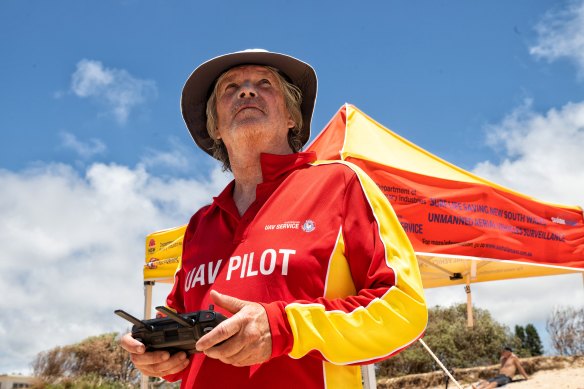 Michael Coventry from Surf Life Saving NSW’s unmanned aerial vehicle division at Dee Why Beach on Tuesday.