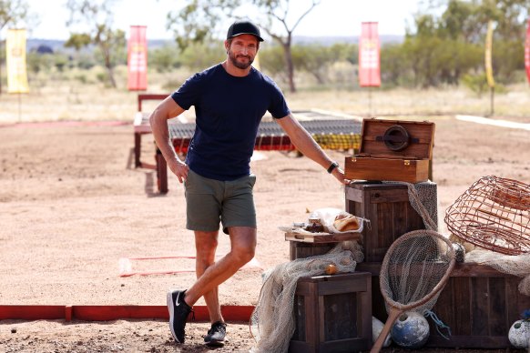 Jonathan LaPaglia on the set of the Brains v Brawn series of Australian Survivor, which was filmed in Cloncurry, Queensland.