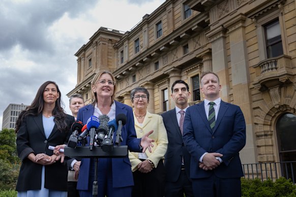 Jacinta Allan and Ben Carroll (right) with the government’s new ministers.