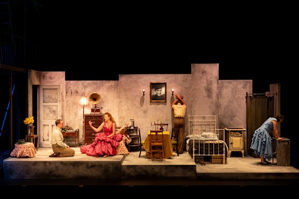 Harry McGee, Alison Whyte, Tim Draxl and Millie Donaldson in The Glass Menagerie.