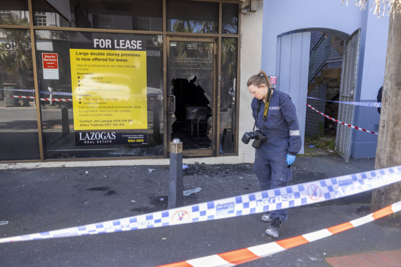 An empty shop next to a tobacco store was set alight in Oakleigh.