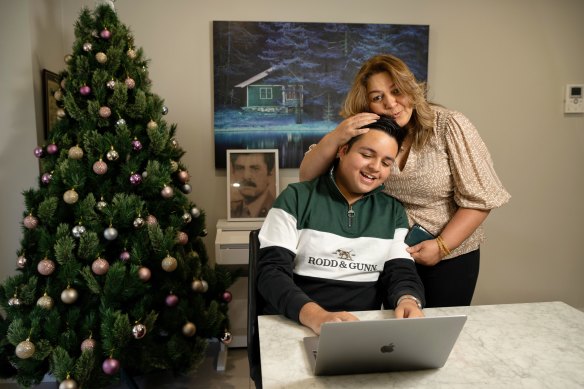 Wasim Michael Farah from St Andrew’s Catholic College received his ATAR results with mum Wazma.