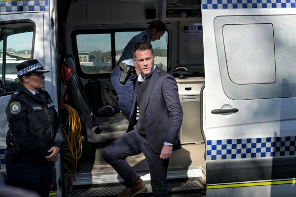 Premier Chris Minns with acting assistant commissioner Tracy Chapman at the crash site.