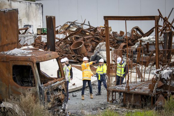 EPA officials overseeing the clean-up of a toxic waste facility destroyed by a fire