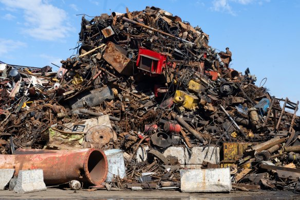 Scrap metal to be sorted at a compliant scrap metal recycler in western Sydney.