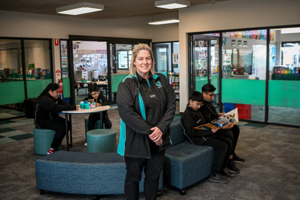 Barrawang Primary School principal Alisha Campbell in one of her school’s flexible learning spaces.