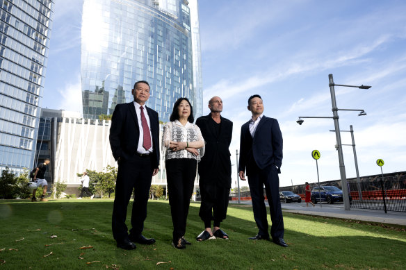 Maurice Terzini (second right) opened Icebergs Harbour Bar in Crown Sydney at Barangaroo in November. 