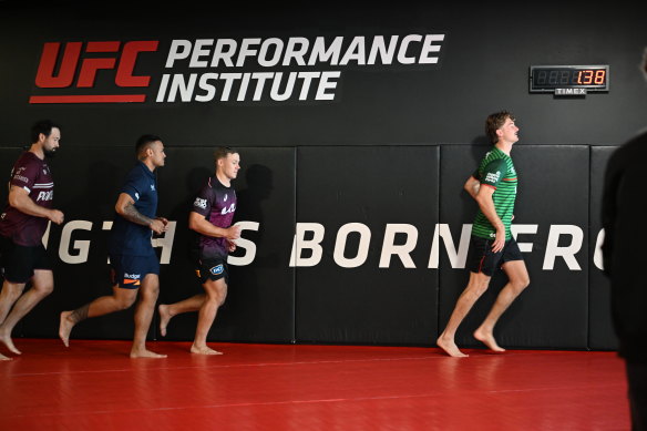 NRL players testing out the UFC’s high-performance centre in Las Vegas in December.