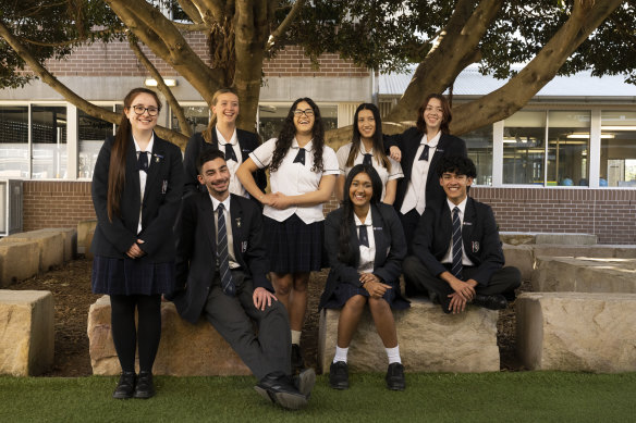 This year’s senior students at Glenwood High. The north-west  school achieved an average HSC score of 85.6 for English advanced last year.