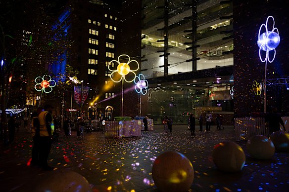 The Vivid displays at Martin Place on Friday evening. 