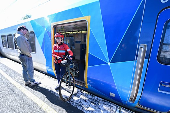 Narelle Beurle, from the Ladies Back on Your Bike group, says the ban on e-bikes on trains is an overreaction.  