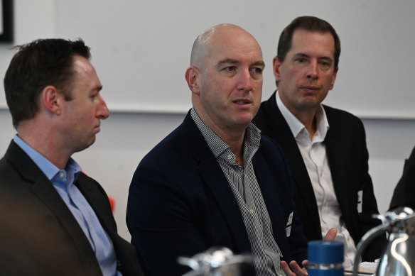 (From left) Diageo managing director Dan Hamilton, Lactalis Australia chief executive Malcolm Carseldine, and Unilever ANZ head of country Nick Bangs at the roundtable.