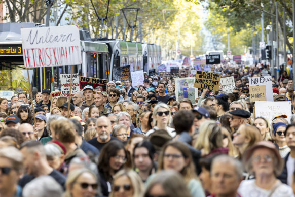 A Melbourne rally calling for more action to counter the accelerating rate of women’s deaths this year.