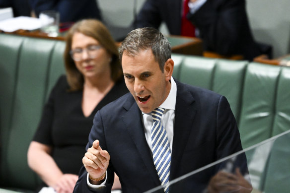 Treasurer Jim Chalmers in parliament today.