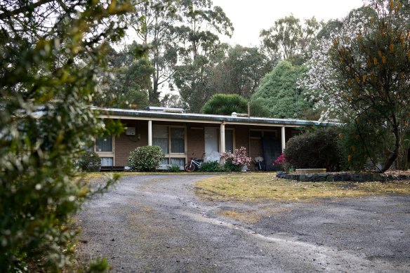 Simon Patterson’s home in Korumburra, where he was spotted playing with his children last month.