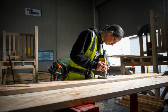 Stephanie Castaldo is a carpentry apprentice working in the male-dominated construction industry.