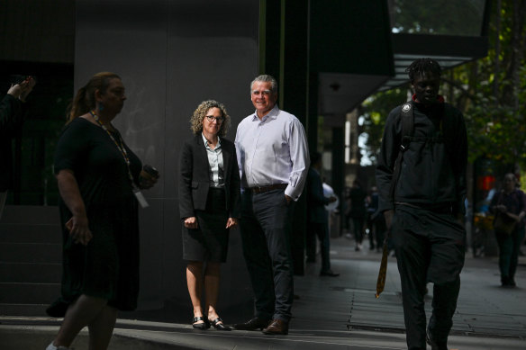 International law firm HFW’s Gavin Vallely in the CBD with colleague Belinda Blackburn.