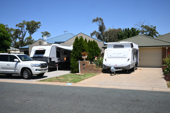 A caravan parked outside a home - a common sight in Rochester. 