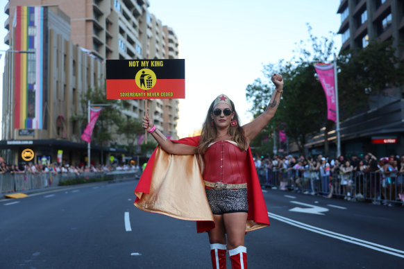 Senator Lidia Thorpe at the 2025 Mardi Gras parade.