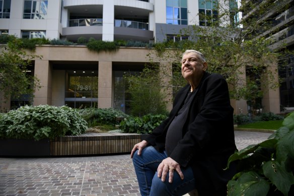 James McKinnon outside his North Sydney apartment.