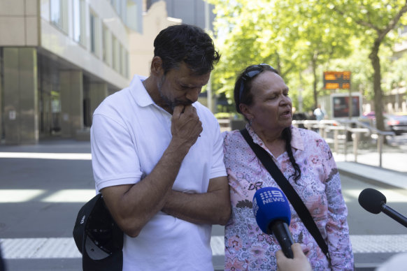 Framlingham community leaders Joanne McGuinness, Possum Clark-Ogle and Joanne McGuinness outside the County Court in Melbourne on Friday.