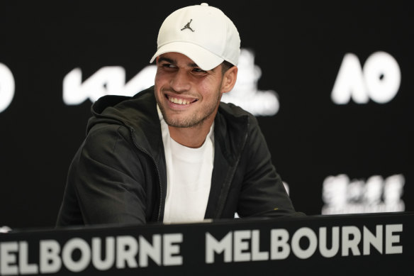 Spain’s Carlos Alcaraz was all smiles at Melbourne Park.