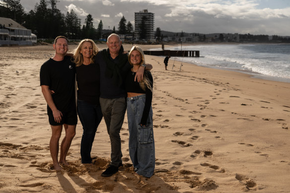 Jenny Connah and her husband Dave with children Penny and Tim at Collaroy Beach on Sydney’s northern beaches where they have owned a house for 25 years.