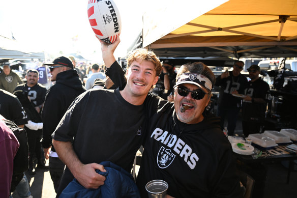 Campbell Graham soaks up the atmosphere during half-time at the Las Vegas Raiders and Minnesota Vikings NFL clash.