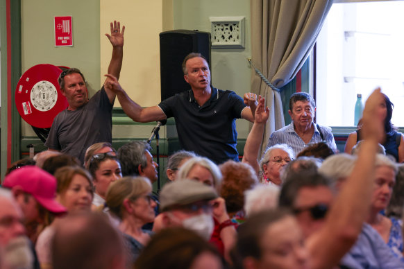 Residents at a fiery public meeting on Thursday over the Rozelle interchange.