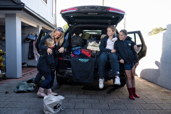 Charlotte Simons with three daughters Bella, Mackenzie and Lucinda.