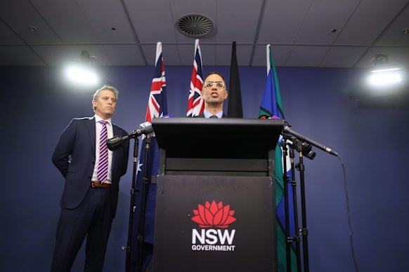 NSW Treasurer Daniel Mookhey and Health Minister Ryan Park on Thursday. 