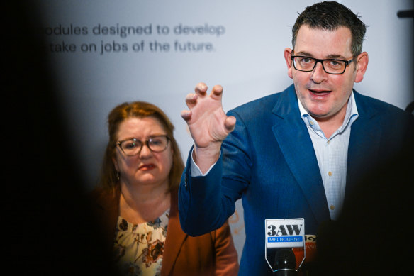 Victorian Premier Daniel Andrews with Education Minister Natalie Hutchins last week.