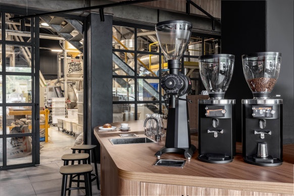 Toby’s Estate roasts their coffee beans inside their flagship Chippendale store.