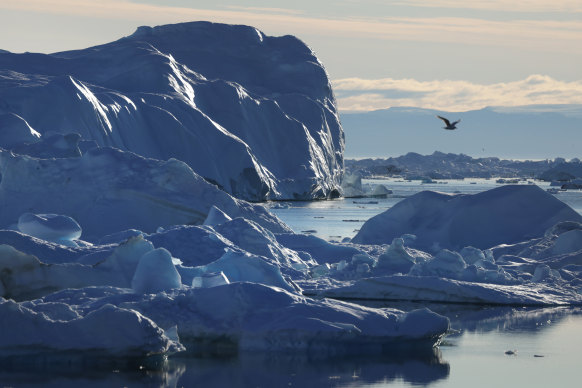 Ilulissat Icefjord near the mouth to Disko Bay in Greenland. Danish authorities have repeatedly said the island is not for sale.